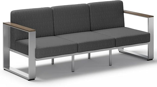 Outdoor Aluminum 3-Seat Sofa, Modern Patio Patio Furniture by ComfCove