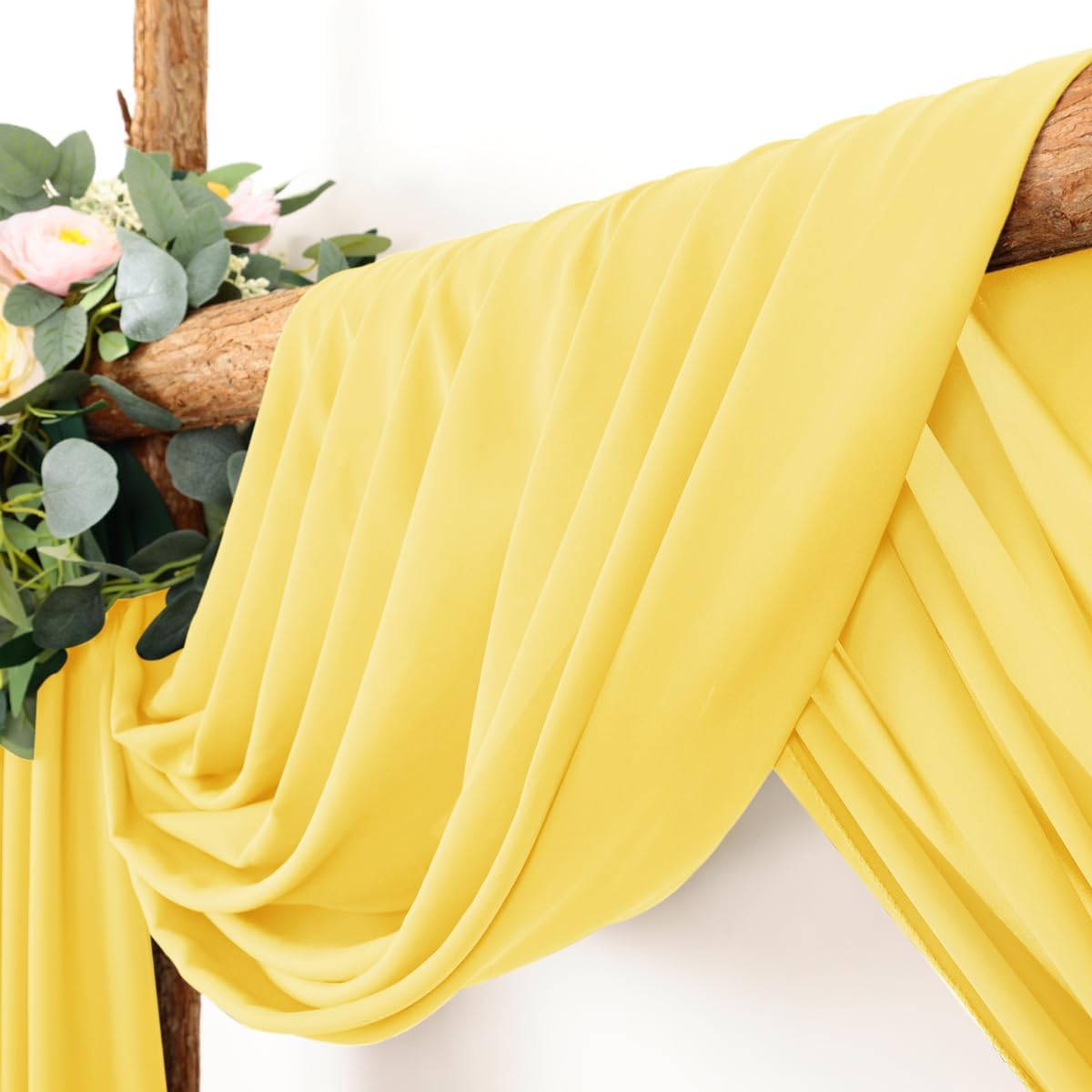 Wedding Arch Draping Fabric 1 Panel 30'' x 18FT Yellow Sheer Chiffon Arch Drapery for Photo Booth Bridal Shower Baby Shower Church Decor Newborn Photography Christening Outdoor Party