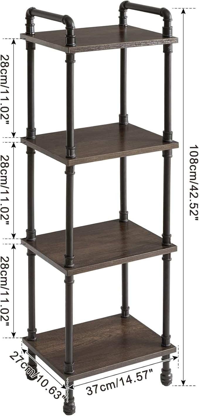 IBUYKE Industrial Pipe Ladder Shelf, 4-Tier Vintage Style Book Shelf, Free - Image 3