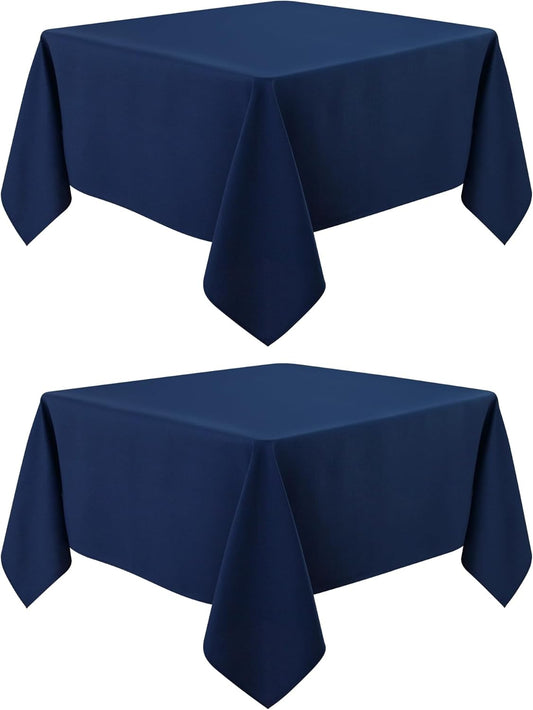 2 Pack Square Table Cloth 70X70 Inch Navy Washable Fabric Tablecloth Polyester Solid Dining Table Cover for Birthday Party Dinner Holiday Outdoor Indoor