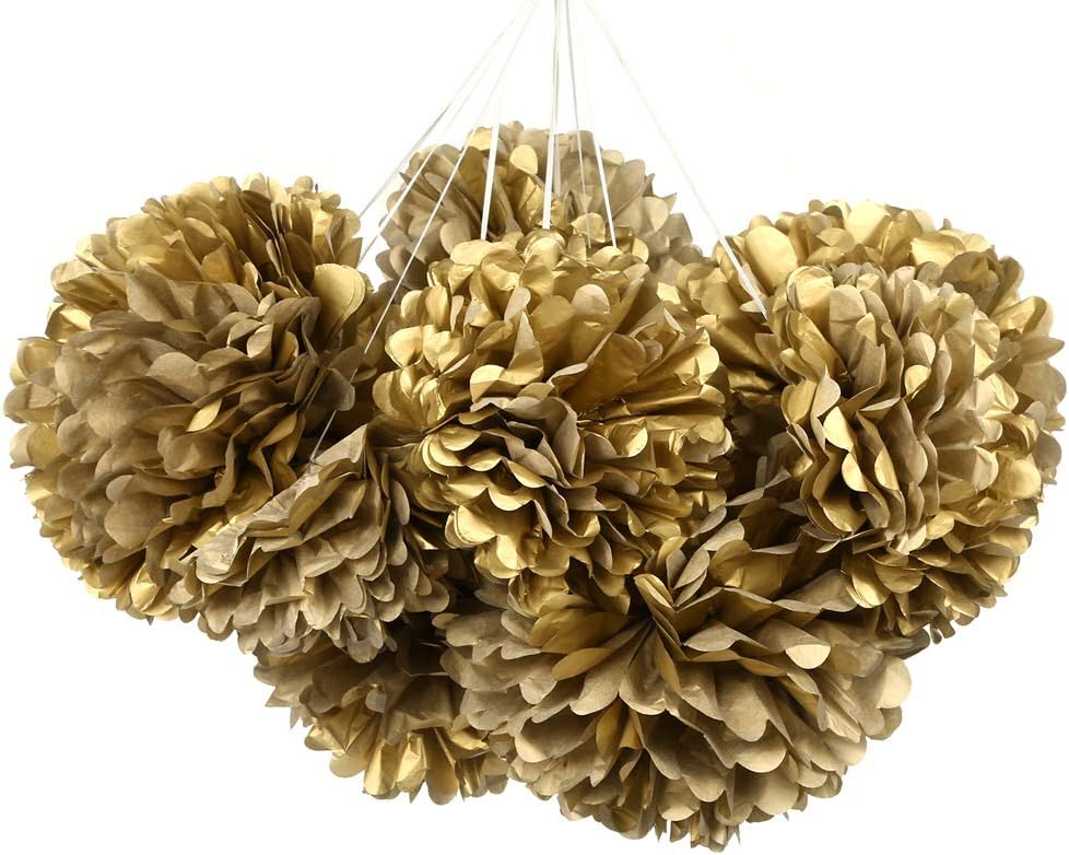 MOWO Gold Tissue Paper Flower Party Favor 12pc