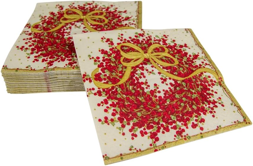 Caspari Pepperberry Paper Cocktail Napkins - Four Packs of 20