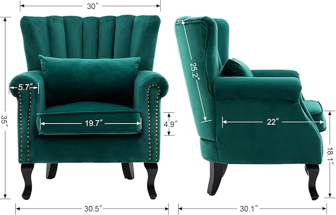 Velvet Accent Chairs Set of 2 - Image 3