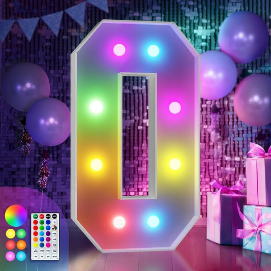 imprsv 3FT Colorful Marquee Light Up Letters O, 18 Color Light Up Alphabet Sign with Remote, Baby & Large Letters for Baby Shower, Birthday, Engagement, Wedding Party Decor