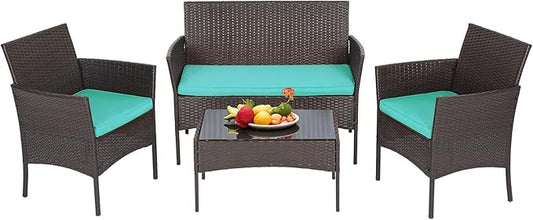 FDW Patio Furniture Set PE Rattan Patio Set Wicker Outdoor Furniture Bistro Set by FDW