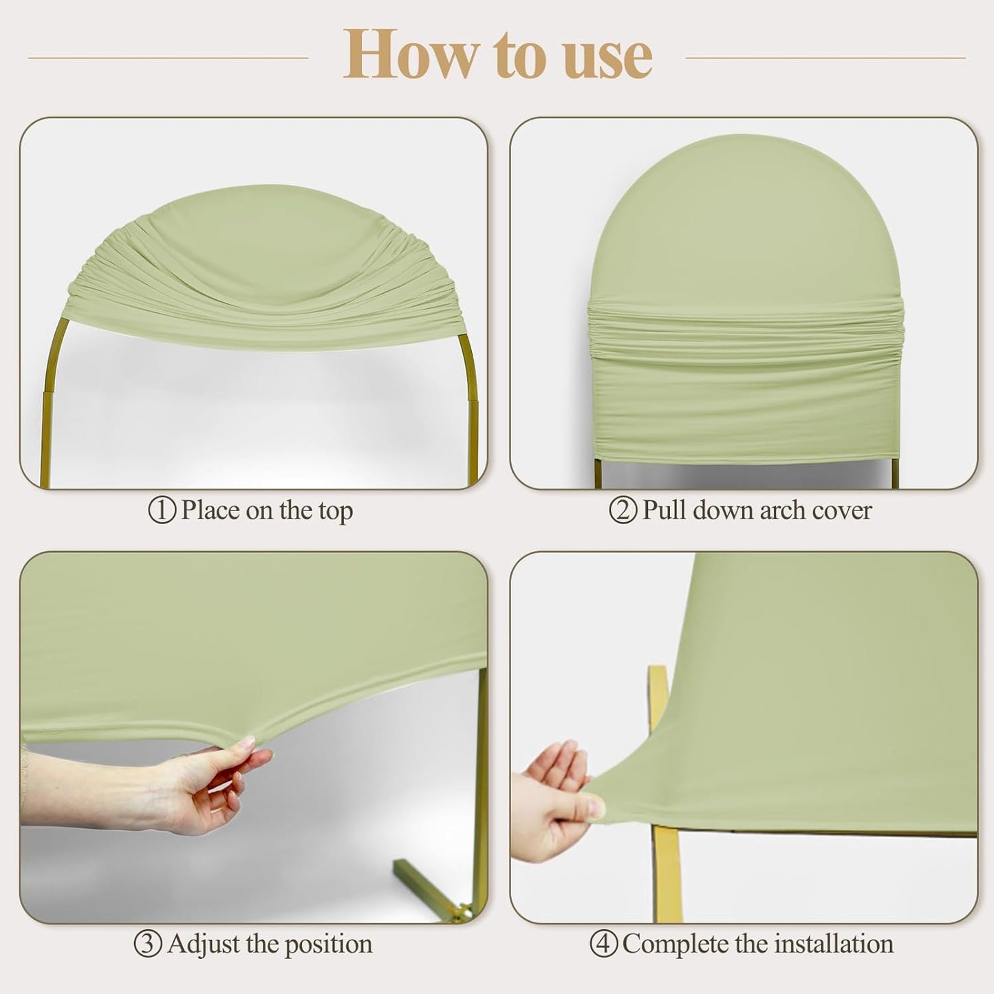 Ledido Wedding Arch Backdrop Cover 7.2FT Arch Covers Fitted Stretchy Spandex Round Top Stand Backdrop Cover for Wedding Banquet Ceremony Birthday Party Baby Shower Event Decoration,Green