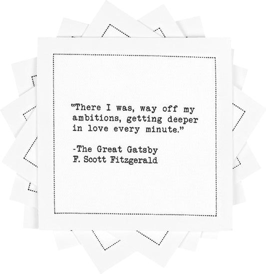 Five Star Napkins Love Quotes, White Cotton Cocktail Napkins, Beverage Napkins, Bar Napkins, Cloth Napkins, Party Napkins, Events, Holidays, Weddings, Birthdays, Disposable, 4.5" x 4.5"- (50x)
