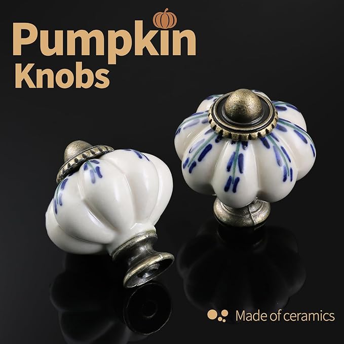 Ivory Pumpkin Knobs 12 Pack Ceramic Cabinet Knobs Vintage Drawer Pulls - Image 5