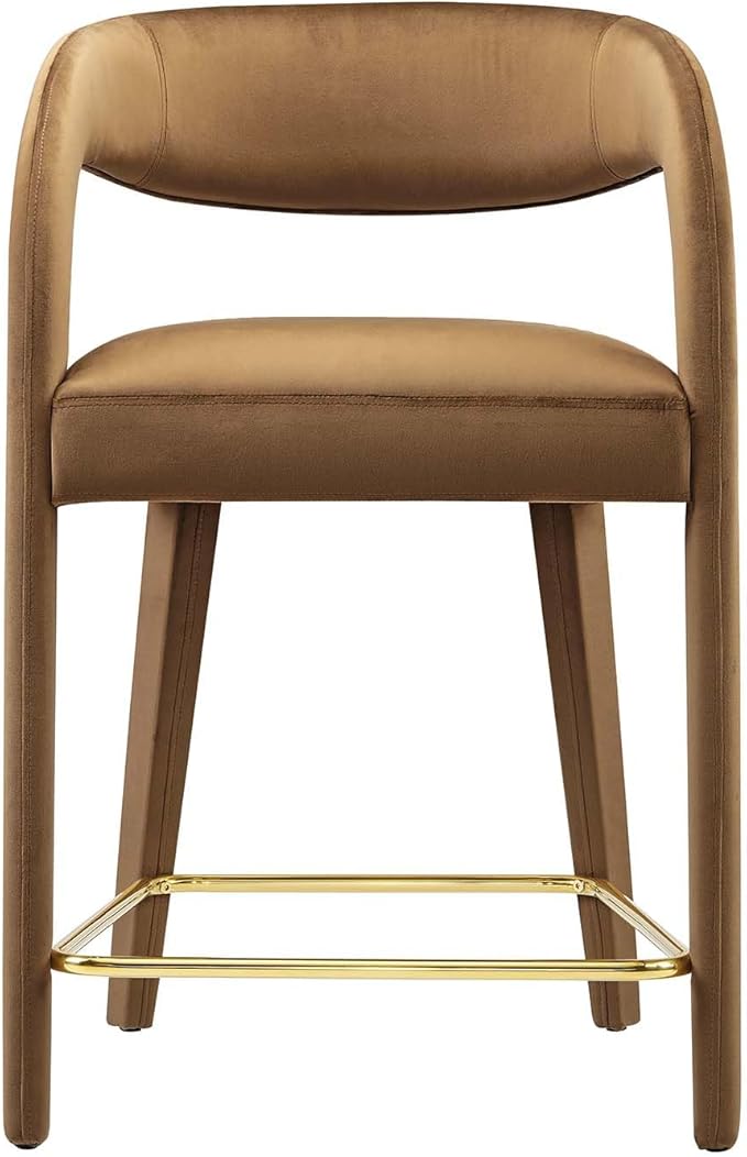 Modway EEI-6566-BRN-GLD Pinnacle Performance Velvet Counter Stool Set of Two - Image 6