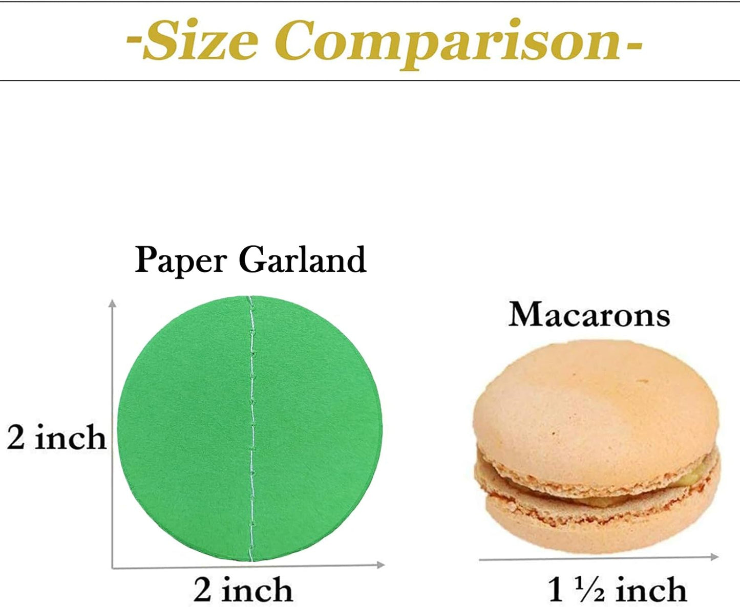 MerryNine Paper Garland 5 Pack, 50ft Glitter Paper Garland Circle Dots Hanging Decor, Banner for Baby Shower, Birthday, Nursery Party Decor (Green)