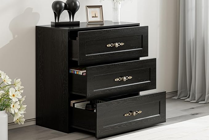 Wooden Dresser with 3 Large Drawers, Modular Media Console Storage Chest of - Image 3