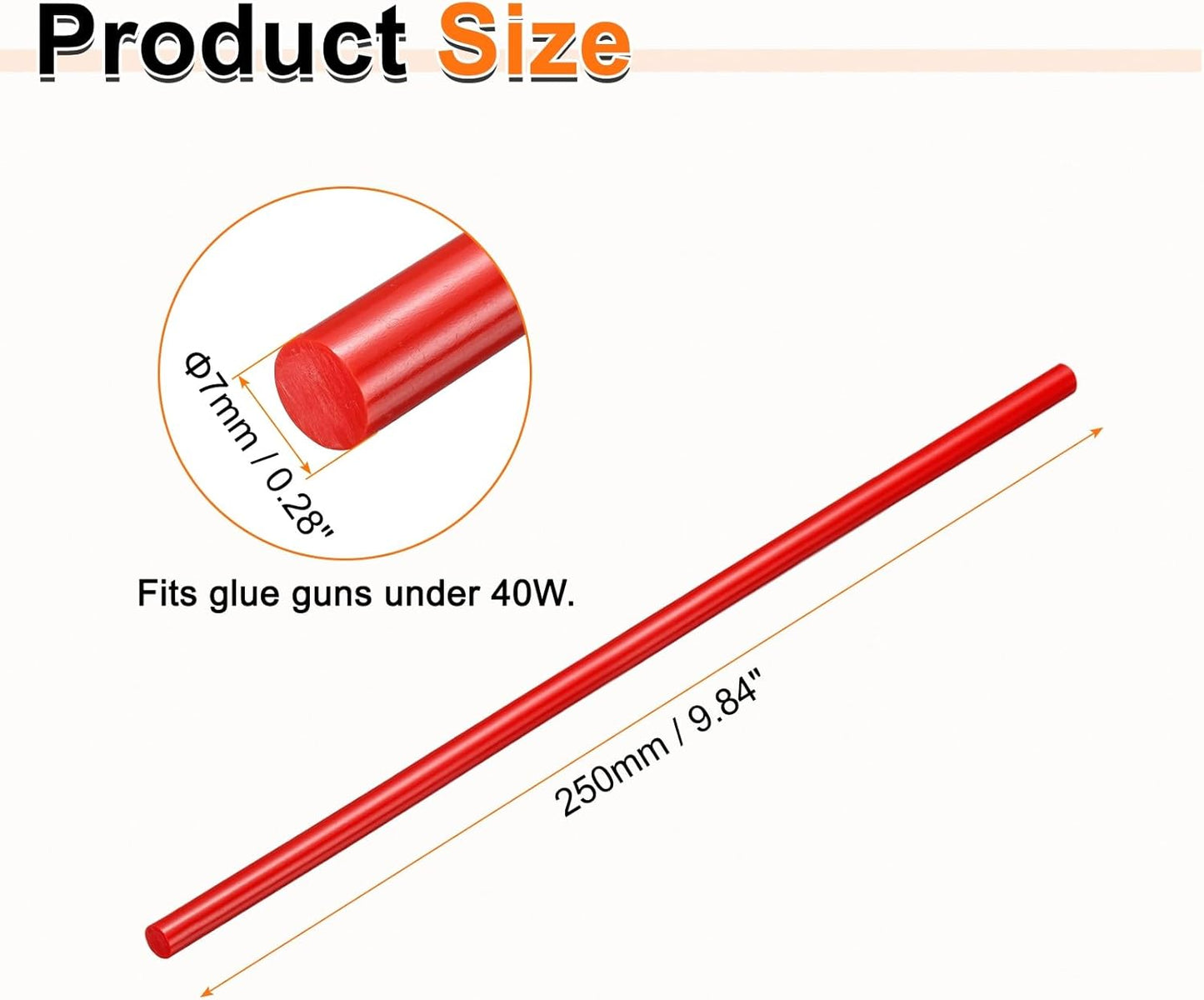 HARFINGTON 10pcs Hot Glue Sticks 0.28" Dia x 9.84" Long EVA Mini Hot Melt Adhesive Glue Stick for Hot Melt Gun Wood Plastic Glass Flowers Fabrics Foam, Red