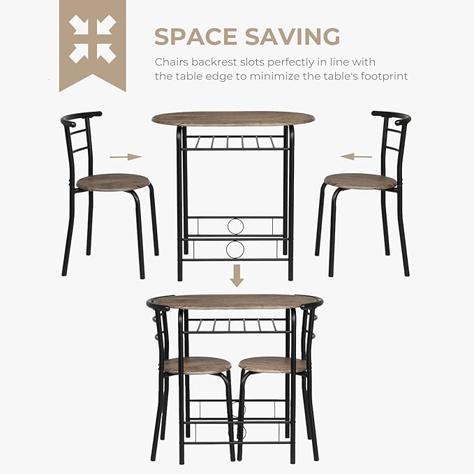 VINGLI 3 Piece Dining Set, Small Kitchen Table Set - Image 5