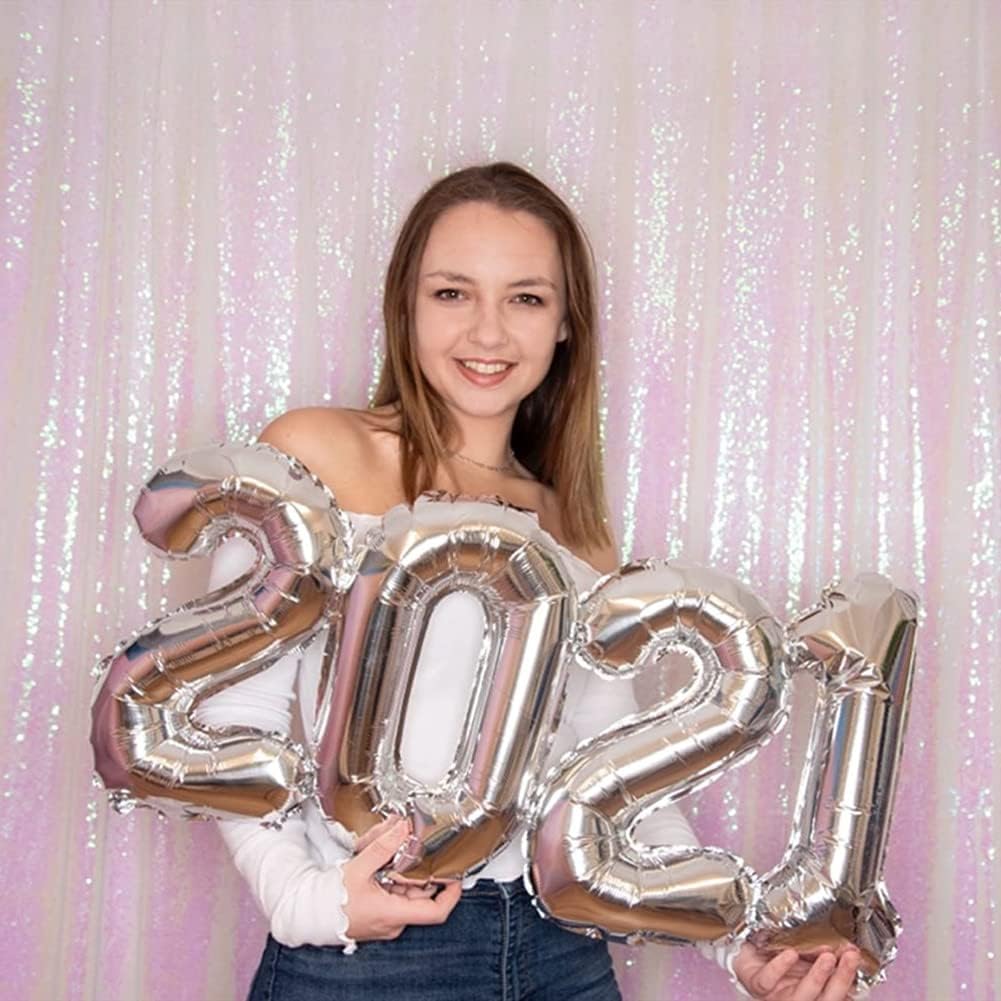 Poise3EHome 8FT x 8FT Iridescent Sequin Photography Backdrop Curtain for Party Decoration, Iridescent