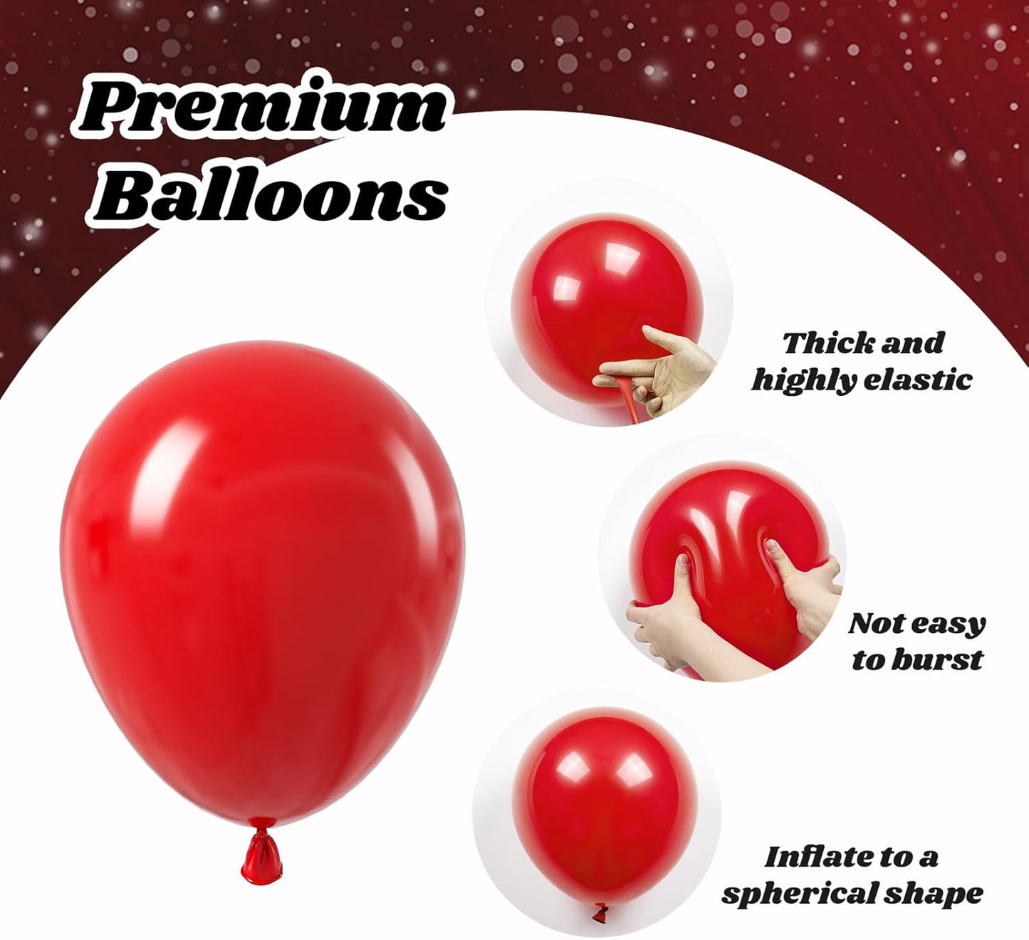 Red and Black Balloons, 60pcs 12inch Red Black White Silver Confetti Balloons for Graduation Birthday Party Decorations