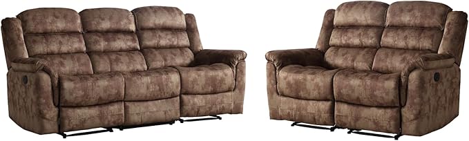 EBELLO 2 Pieces Reclining Couch Furniture Set, Overstuffed Reclining Loveseat - Image 8