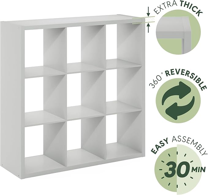 Furinno Cubicle Open Back Decorative Cube Storage Organizer, Light Grey - Image 7