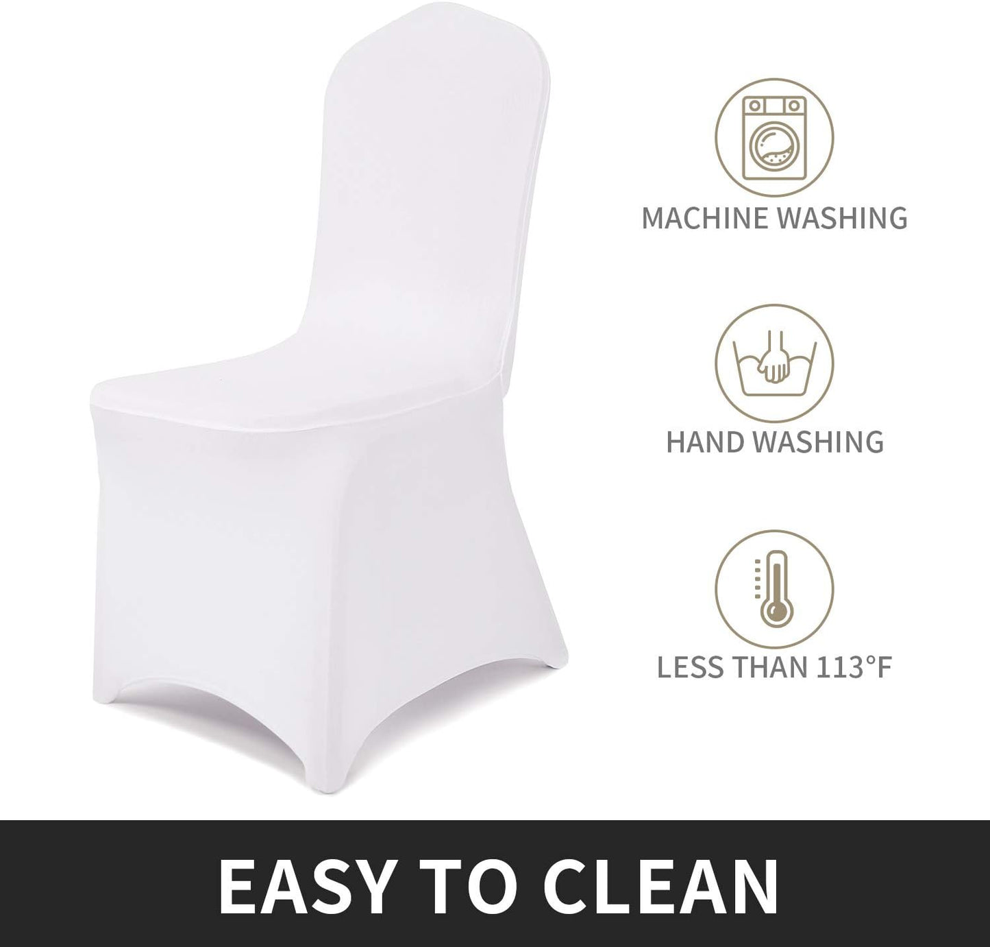 Peomeise 50pcs Stretch Spandex Chair Cover for Wedding Party Dining Banquet Event (White, 50)