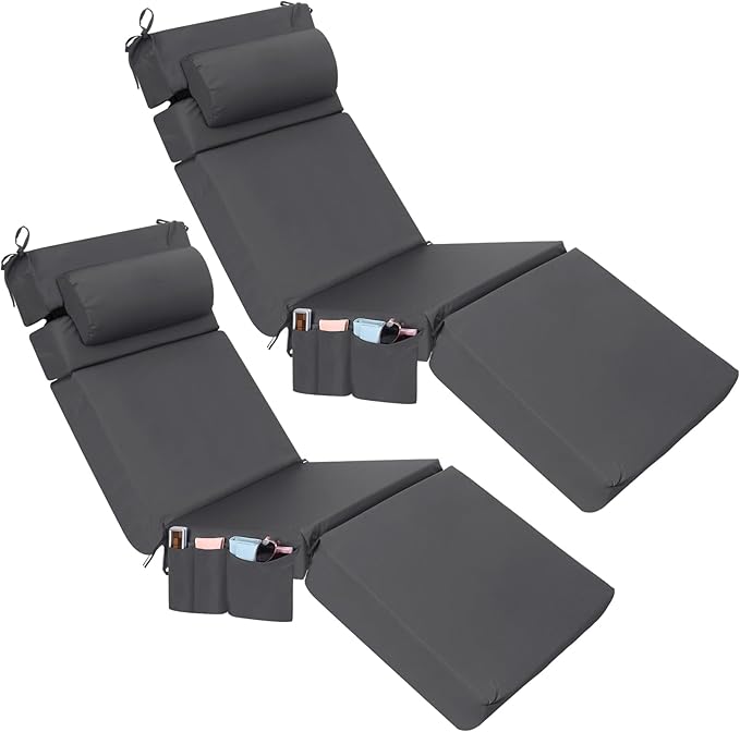 Wenqik 2 Pcs Outdoor Chaise Lounge Cushion by Wenqik
