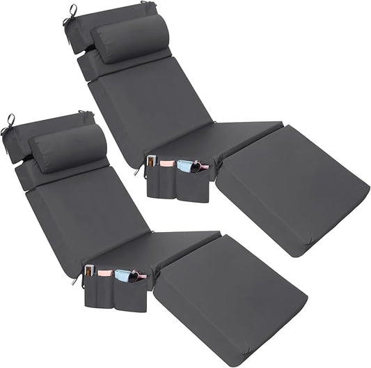 Wenqik 2 Pcs Outdoor Chaise Lounge Cushion by Wenqik