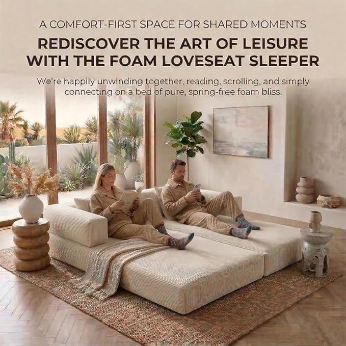 78" 4-in-1 Convertible Sofa Bed, Boneless Corduroy Sleeper Couch - Image 5