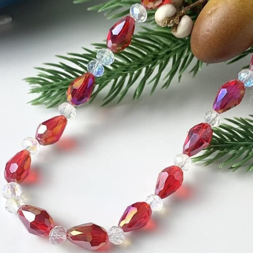 100pcs 8x12mm Teardrop Crystal Glass Beads for Jewelry Making, Faceted Vertical Hole Teardrop Glass Spacer Beads for Wind Chimes Bracelet Earring Necklace DIY Craft(Lake Blue)