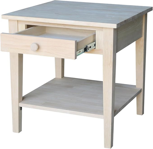 Solid Wood Spencer End Table, Unfinished by InternationalConcepts