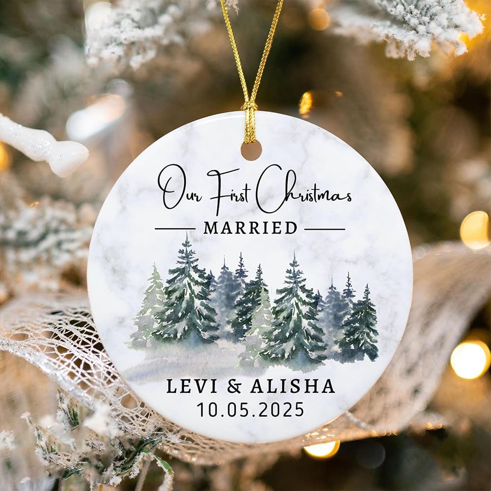 GABITA Personalized First Christmas Married Keepsake, First Christmas Married Ornament 2025, Decorations for New Couple, Married Ornament Calendar Gift 6