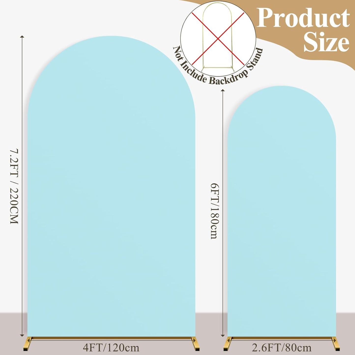 Ledido Wedding Arch Backdrop Cover 6FT 7.2FT Arch Covers 2Set Fitted Stretchy Spandex Round Top Stand Backdrop Cover for Wedding Banquet Ceremony Birthday Party Baby Shower Event Decoration,Blue