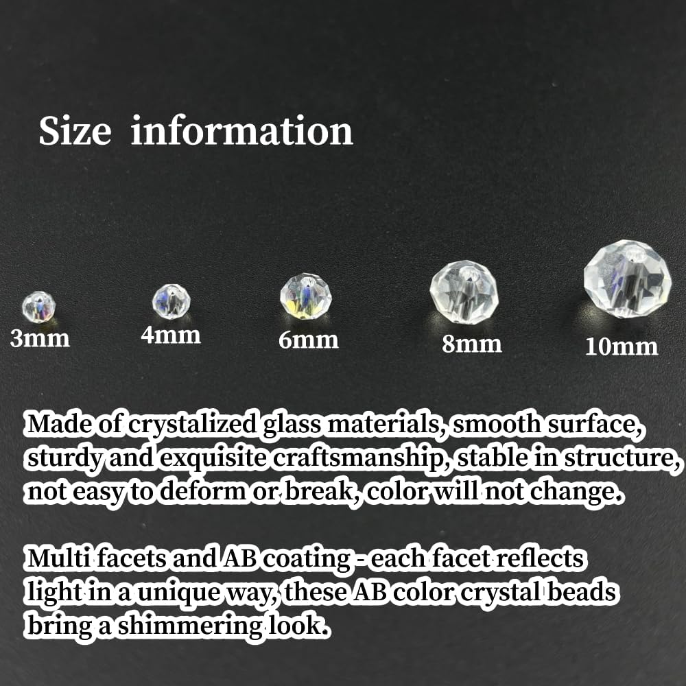 500pcs 3mm Crystal Glass Beads for Crafts Faceted Rondelle Glass Beads for Jewelry Making Crystal Spacer Beads for Necklaces Bracelets Earrings DIY Craft(Crystal AB)