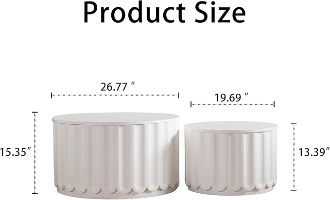 46.46'' White Round Coffee Table Set of 2 - Image 2