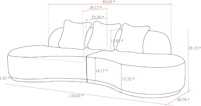 Pasargad Home Simona Collection Curved Sofa - Image 3