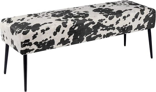 DUHOME Velvet Bench Ottoman, Upholstered Bedroom Benches Cow Print End of Bed by DuhomeElegantLifestyle