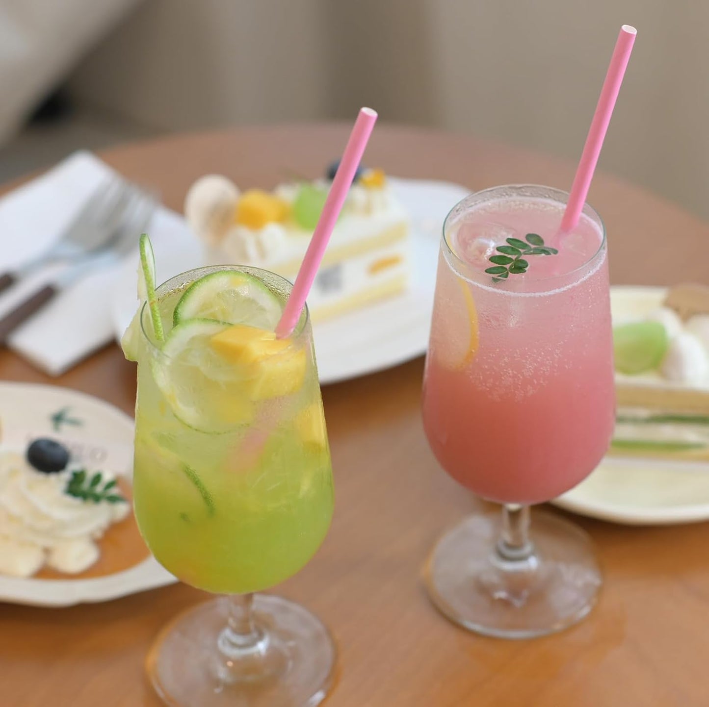 GLUJASBIO Pink Paper Straws Drinking Disposable Pastel Straws Bulk Party Suppliers for Girls Party, Baby Shower, Birthdays, Weddings, 7.75" x 0.24"