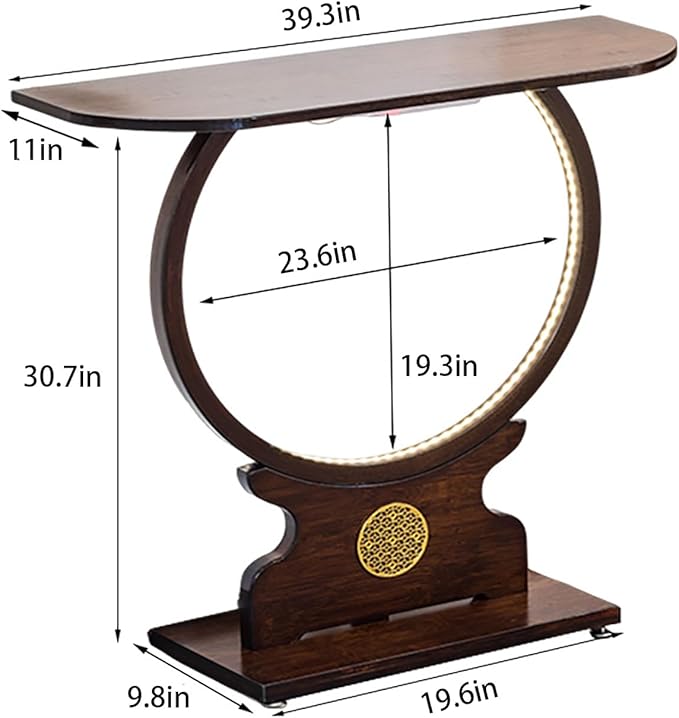 Wood Console Table for Entryway or Living Room, Circle Design - Image 2