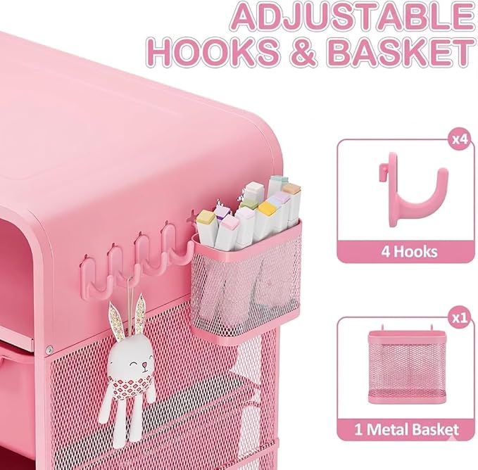 SYKIARIOL Pink Nightstand, Cute End Table - Image 6