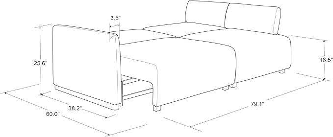 Serta Vail 86" Convertible Sleeper Sofa, Queen Size, Wall-Hugging Dreamglide - Image 16