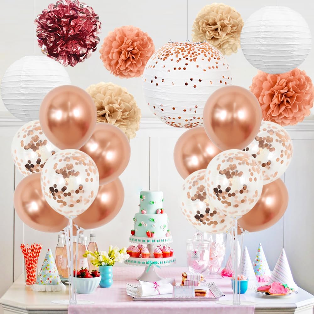 TONIFUL Rose Gold Balloon Stand Centerpiece Table Decorations,Balloons Stand Kit for Bridal Shower,Wedding,Engagement,Baby Shower,Graduation,Anniversary,Mother's Day,Birthday Decorations(4 Set)
