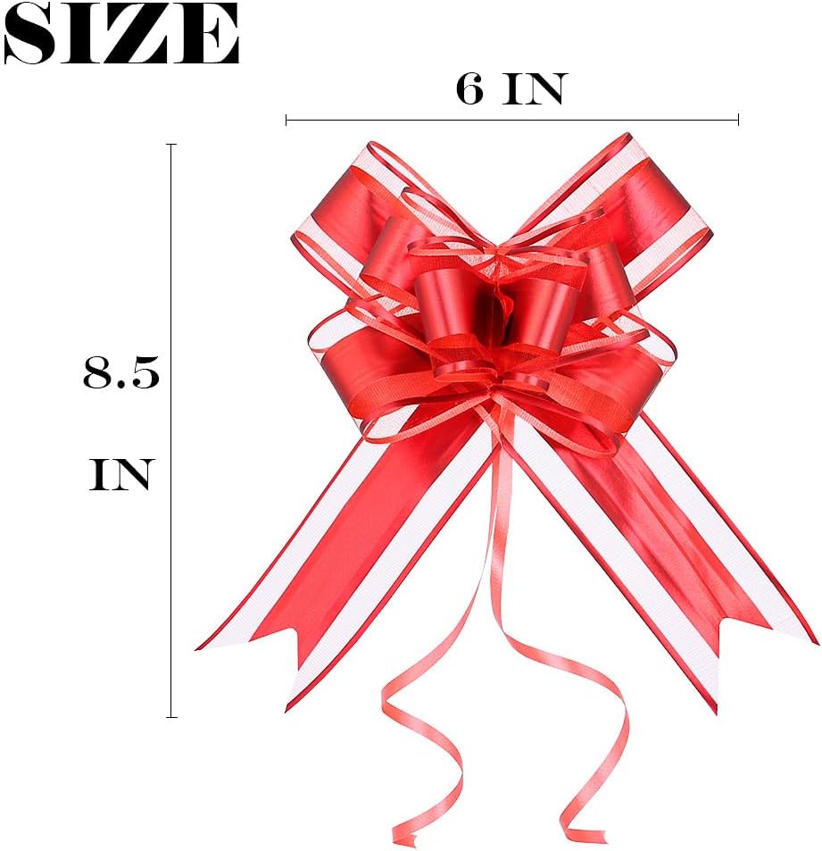 WEWILUCK Gift Bows for Presents, 15PCS Red Bows for Gift Wrapping, 6 Inch Gift Bows with Ribbon for Christmas, Hanukkah, Birthday, Any Occasion