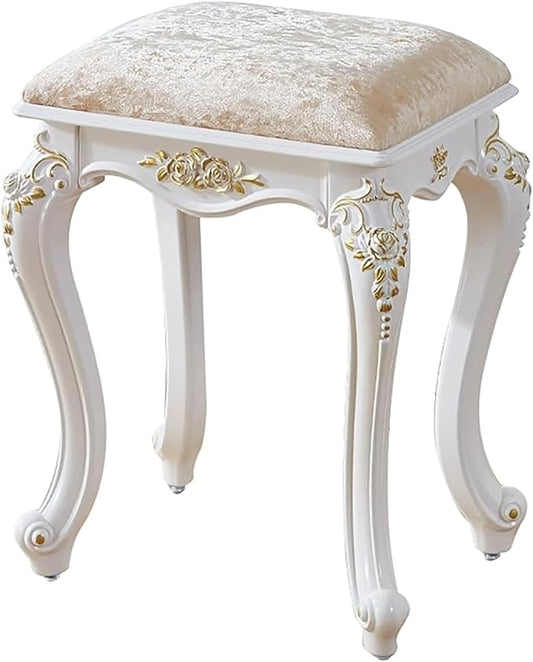 Vintage Vanity Stool & Chair, Round & Rectangular Makeup Stool, Cute Ottoman by Unknown