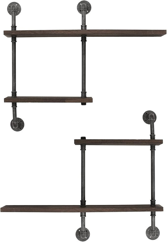 Industrial Pipe Shelving Wall Mounted, Rustic Floating Shelves Wall Shelf Unit by THRONKENGER