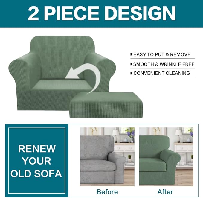 Turquoize 2 Piece Chair Covers Chair Slipcovers - Image 4