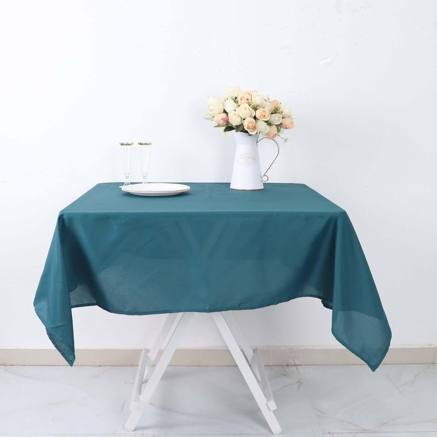 Efavormart 54x54 Peacock Teal Wholesale Linens Seamless Polyester Square Linen Tablecloth for Wedding Banquet Party Restaurant