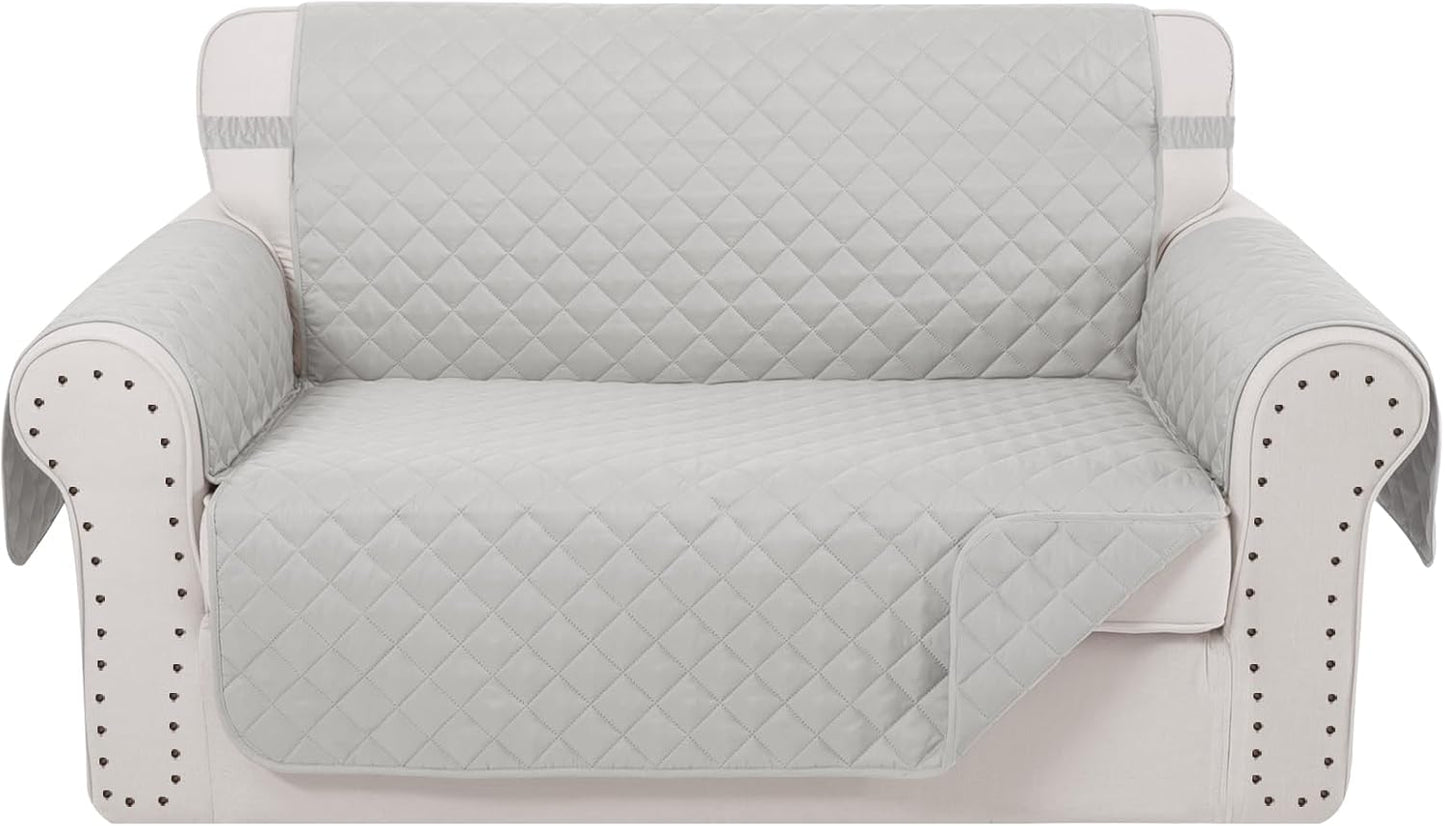 Reversible Loveseat Sofa Covers Couch Cover Furniture Protector(Loveseat Small,Light Grey/Light Grey)