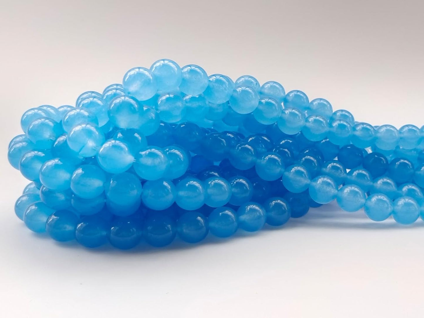 Stone Beads 10mm 60pcs Light Blue Chalcedony Beads Round Loose Gemstones Beads for Bracelet Necklace Jewelry Making (10mm, 61028 Light Blue Chalcedony)
