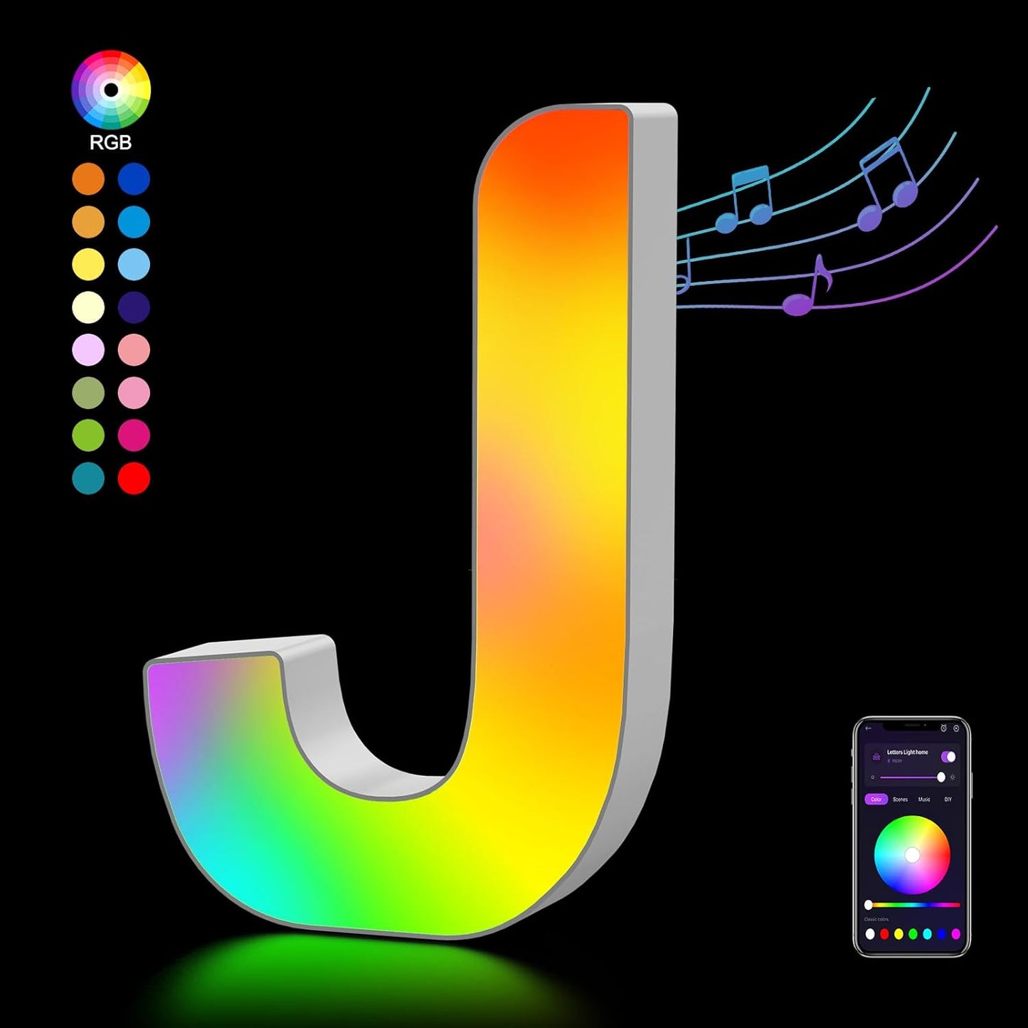 OJQ Light Up Letters LED Letter - Marquee Letters Room Decor Alphabet Letter Music Sync Color Change Colorful - Christmas Birthday Gifts for Girl - Teen Girls Gifts Party Home Wall Decor