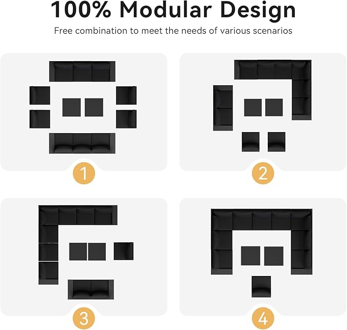 Aoxun Patio Furniture Set, Widen Armrests Wicker Outdoor Sectional - Image 9