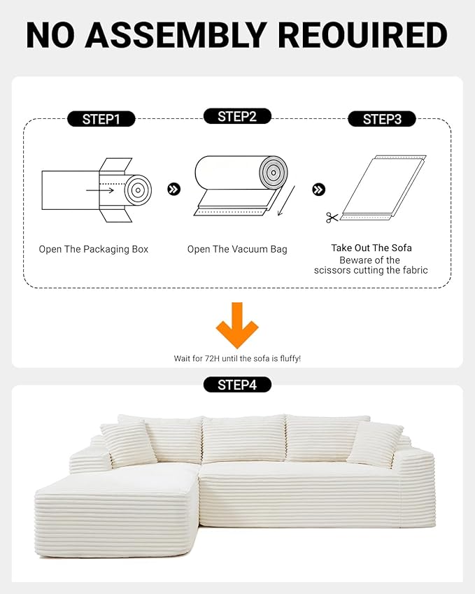Cloud Sectional Couch, Corduroy Boneless Couches - Image 5