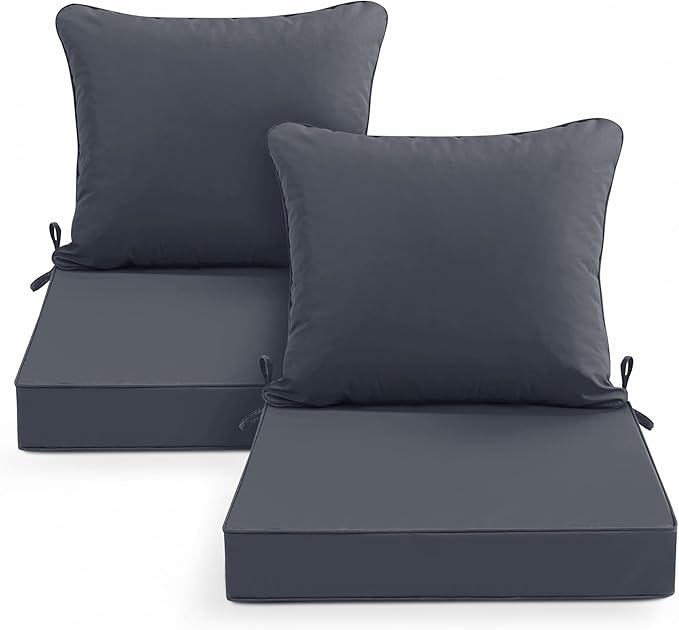 Summsun Outdoor Chair Cushion 19 x 19 Inch, Backrest and Seat Cushion Set by SUMMSUN