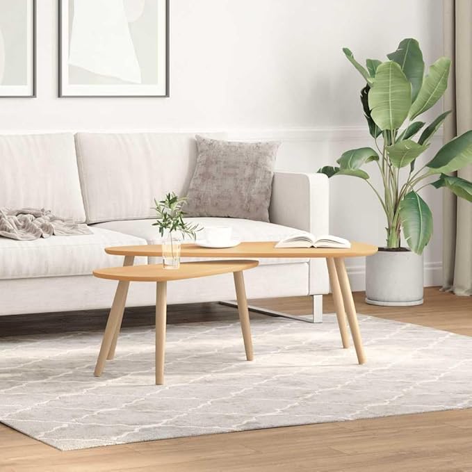 Coffee Table Set of 2, Nesting Living Room Tables, Solid Pine Wood and MDF by Unknown
